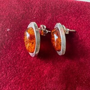 Elegant Silver and Amber Earrings